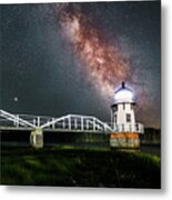 Milk Way Over Doubling Point Lighthouse Metal Print
