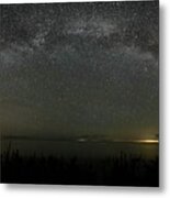 Milky Way Over Lake Michigan At Cana Island Lighthouse Metal Print