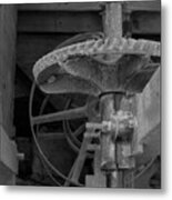 Mill Gears Grayscale Metal Print