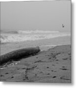 Misquamicut Beach In Fog Metal Print