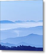 Misty Blue Mountain Panorama Metal Print