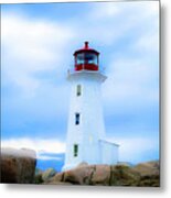 Misty Lighthouse - Peggy's Cove Metal Print