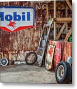 Mobil Signs Metal Print