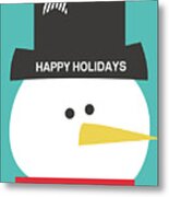 Modern Snowman Happy Holidays- Art By Linda Woods Metal Print