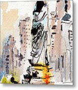 Modern Statue Of Liberty New York Watercolor Metal Print