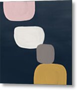 Modern Stones Navy 1- Art By Linda Woods Metal Print