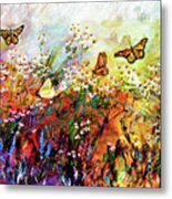 Monarch Butterflies In Garden Metal Print
