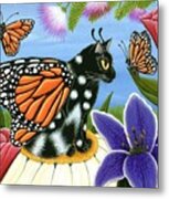 Monarch Butterfly Fairy Cat Metal Print