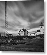 Moody Sky At Eastern Point Lighthouse Metal Print