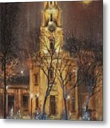 Moon Over Cathedral Square Metal Print