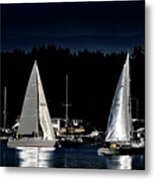 Moonlight Sailing Metal Print