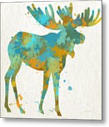 Moose Watercolor Art Metal Print