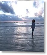 Morning Beach Walk Metal Print