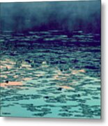 Morning Fog In The Lily Patch In Blues Metal Print