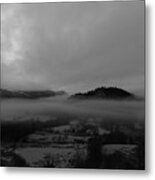 Morning Mist Black And White Metal Print