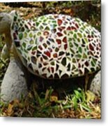 Mosaic And Beer Bottle Glass Turtle Metal Print