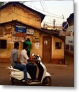 Motorbike Crossing Goa Times Newstand Metal Print