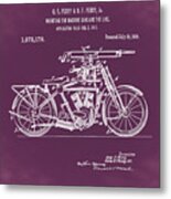 Motorcycle Machine Gun Patent 1918 In Red Metal Print