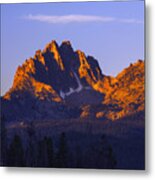 Mount Heyburn Illuminated By First Light In Stanley Idaho Usa Metal Print