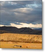 Mountain Meadow And Hay Bales In Grand County Metal Print