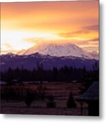 Mt. Rainier On Fire Metal Print