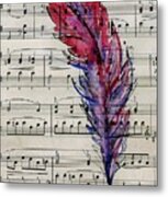 Musical Feather Metal Print