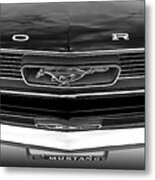 Mustang Pony Grille 1966 In Black And White Metal Print