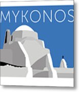 Mykonos Paraportiani - Blue Metal Print