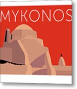 Mykonos Paraportiani - Orange Metal Print