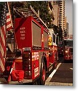 N Y C Fire Trucks - On The Job Metal Print
