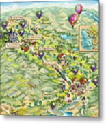 Napa Valley Illustrated Map Metal Print