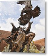 Native American And Eagle Metal Print