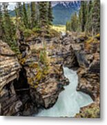 Natural Flow Of Athabasca Falls Metal Print