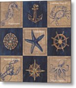 Nautical Burlap Metal Print