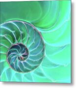 Nautilus Aqua Spiral Metal Print