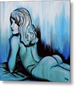 Nearly Naked Blue Ombre' Metal Print