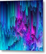 Neon Drifting - Pixel Art Metal Print