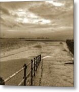 New Brighton View In Sepia Metal Print