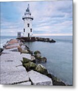New England Lighthouse - Granite And Smith Iron Metal Print