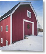 New England Red Barn Winter Orford Metal Print