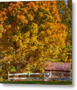 New Hampshire Barn Under Fall Foliage Metal Print