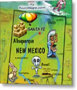 New Mexico Fun Map Metal Print
