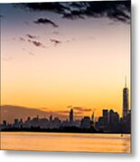 New York And Jersey City Sunrise Panorama Metal Print