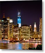 New York City Tribute In Lights And Lower Manhattan At Night Nyc Metal Print
