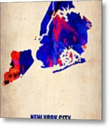New York City Watercolor Map 1 Metal Print
