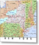 New York Map Metal Print