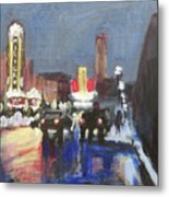 Night Around Michigan Theater Metal Print