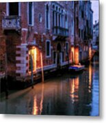 Night On A Canal In Venice Metal Print