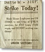 Nj: Strike Poster, 1935 Metal Print