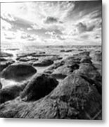Norfolk Hunstanton Rugged Coastline Black And White Metal Print